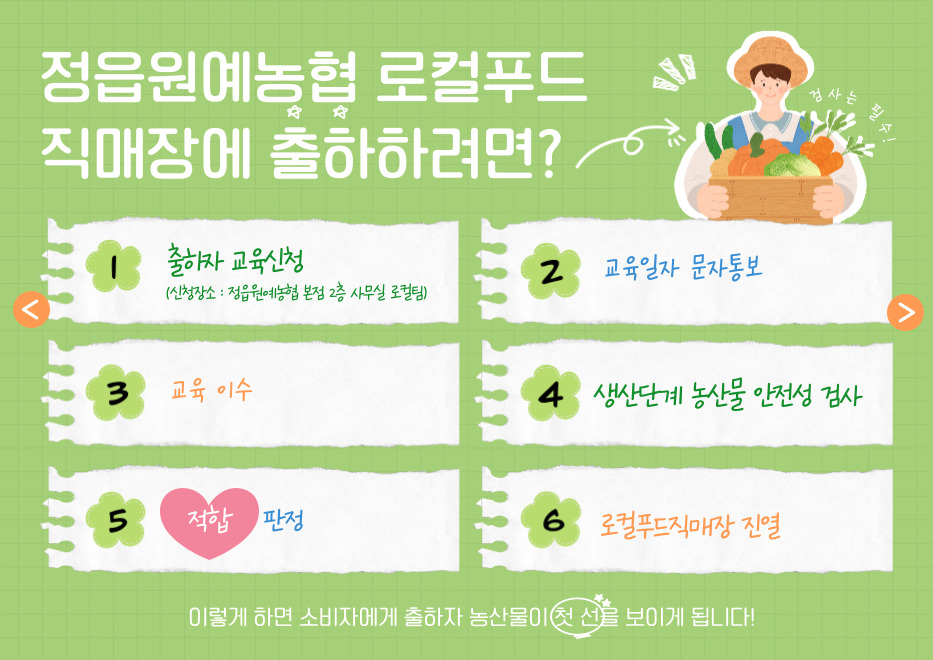 정읍원예농협 로컬푸드 직매장에 출하하려면?